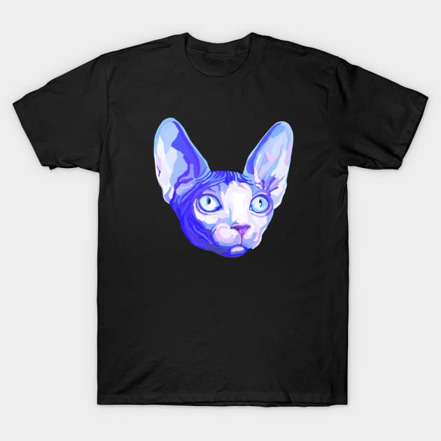 Floating Blue Sphynx Cat Head T-Shirt by Art by Deborah Camp